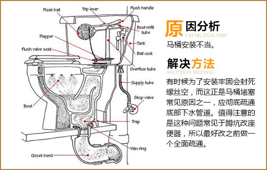 【马桶堵了怎么办】马桶结构图教你疏通马桶