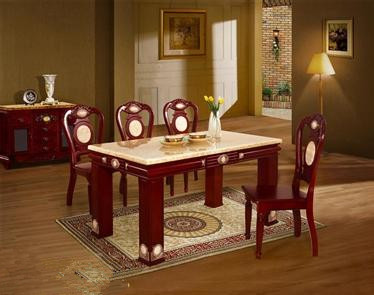 红棕色天然大理石餐桌